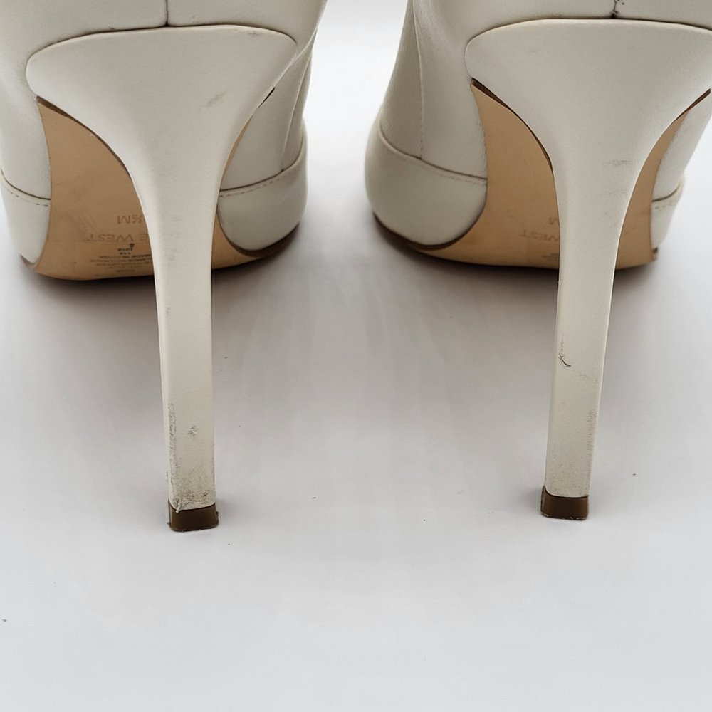 Nine West TIRZAH White Leather Pointed Toe Dress Boots SZ 8.5 - Picture 9 of 13